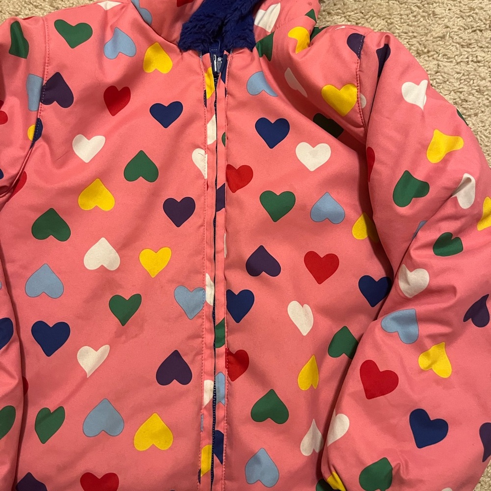 Hanna Andersson Hooded Cozy Blue Fleece Heart Jacket Size 110/5